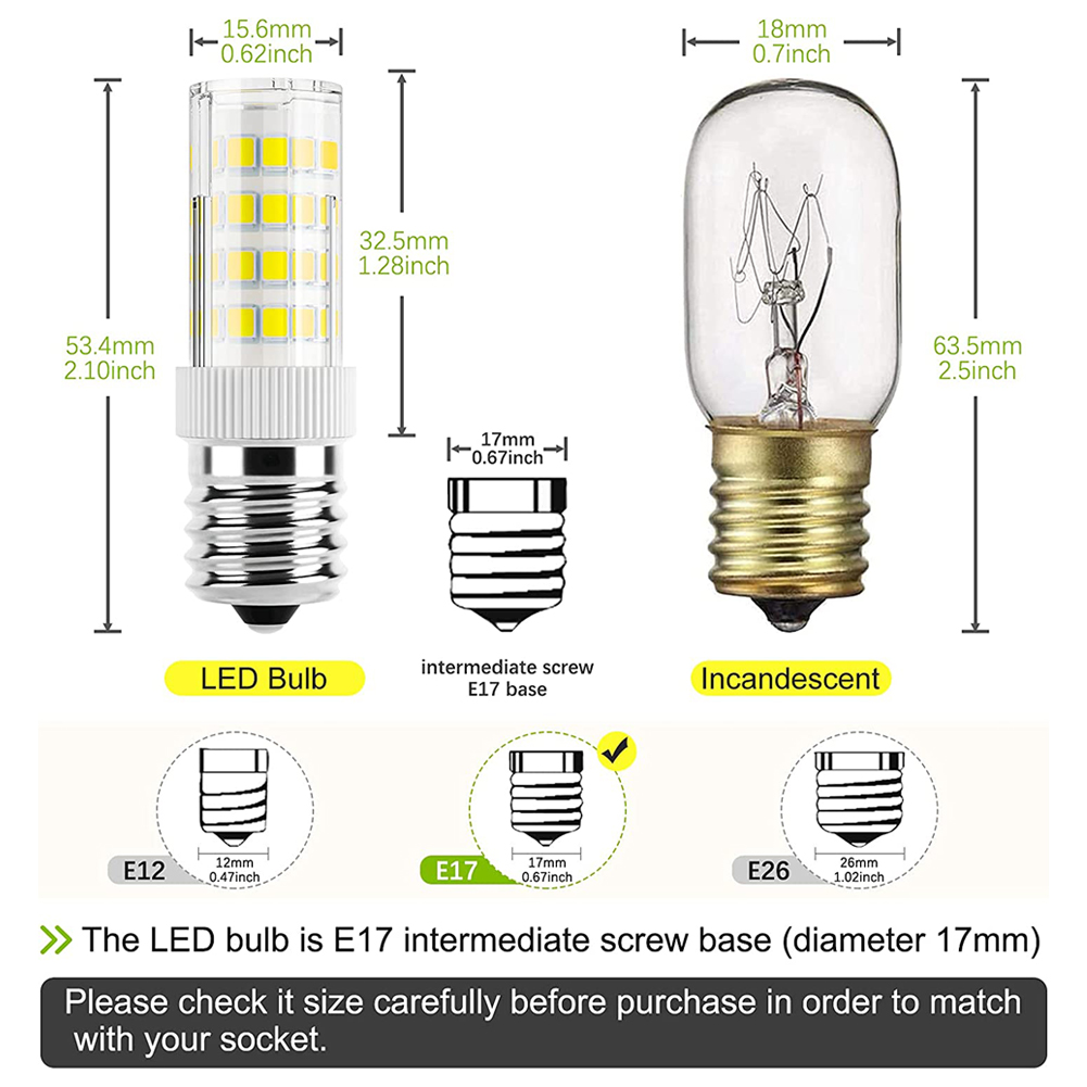 Ruibeauty E17 LED Bulb Dimmable, 4W Microwave Oven Bulb, Daylight White 6000K, 40W Incandescent Bulb Replacement for Microwave, Over Stove Appliance