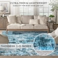 thumbnail image 3 of Twister.CK Washable Abstract Runner Rug, 2' x 6' Boho Living Room Bedroom Rug Modern Non-Slip Non-Shedding Low Pile Throw Rug for Dining Room Home, Blue, 3 of 5