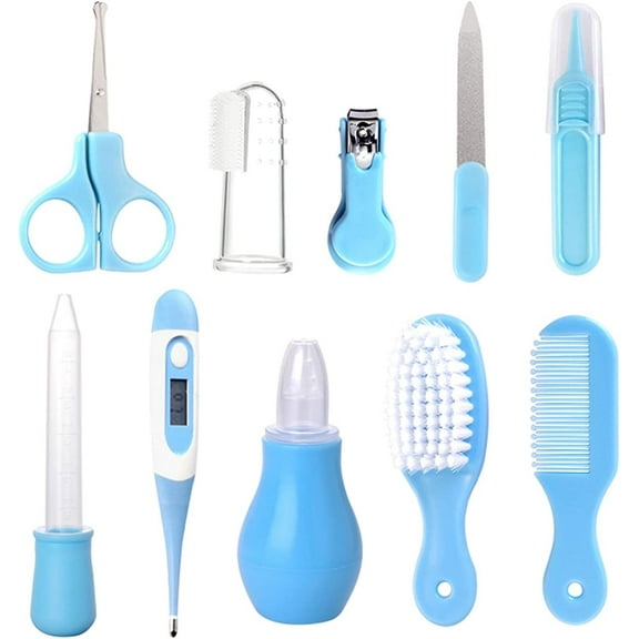Baby Grooming Kit, Baby Care Items, Baby Care Essentials Set, Baby Supplies Set, 10PCS Baby Health Care Set Portable Baby Care Kit, Safety Cutter Baby Nail Kit for Newborn, Infant & Toddler(Blue)