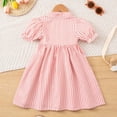thumbnail image 5 of Larisalt Toddler Dress for Girls Short Sleeve Lapel Striped Dresses Baby Girl Cute Summer Clothing, 5 of 6