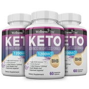 (3 Pack) Keto Diet Pills - Max Strength 1200mg, Utilize Fat for Energy with Ketosis - Boost Energy & Focus, Manage Cravings, Support Metabolism - Keto BHB Supplement for Women and Men