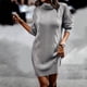 thumbnail image 3 of Vestido de suéter de punto de otoño e invierno, vestido ajustado sexy, vestido ajustado, cuello redondo, manga larga, vestido sólido informal, minivestidos de suéter para mujer, 3 of 4