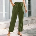 thumbnail image 2 of BLVB Linen Pants Women Summer Casual Loose Wide Leg Beach Lounge Pants Drawstring Waist Vacation Outfits with Pockets, 2 of 7