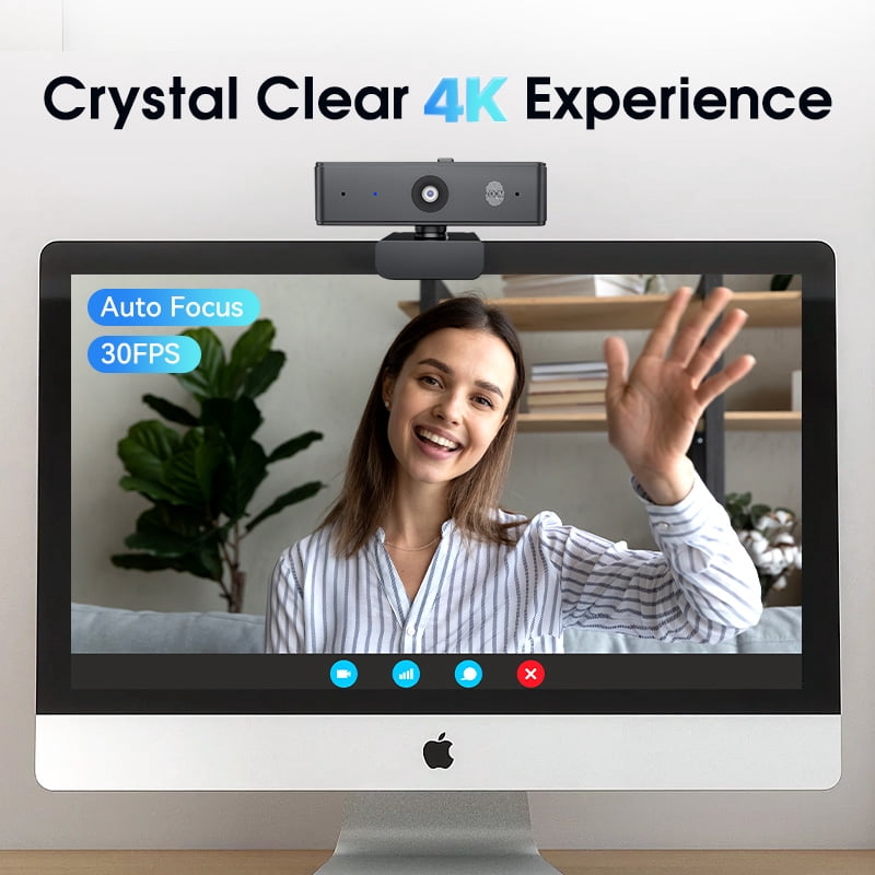 4K Ultra HD USB Webcam, 90FPS High Frame Rate Auto Focus Camera with Dual Mic Noise Reduction for Video Conference Live Streaming