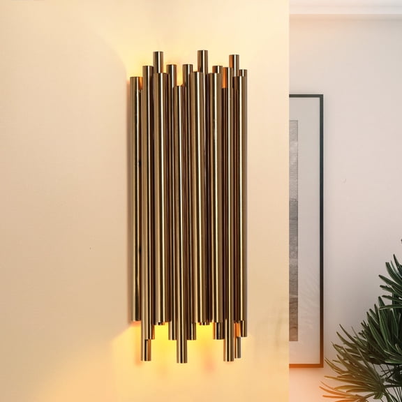LNC Labysperia 2-Lights Luxury Tube Wall Sconce, Gold Finish