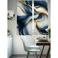 thumbnail image 4 of Navy Blue Marble Sheer Curtains for Living Room Bedroom Gold Modern Art Sheer Curtains 63 Inch Long 2 Panels Set Light Filtering Curtain Window Treatments Drapes for Dining Room, 4 of 6