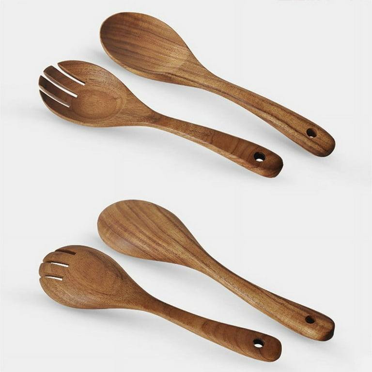 BlauKe Wooden Spoons for Cooking 8-Pack - Bamboo Kitchen Utensils Set - Nonstick Wooden Cooking Utensils - Wood Spatula Spoon Tongs Utensil Holder