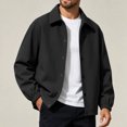 thumbnail image 3 of FRSASU Men's Casual Coach Jacket Snap Button Closure Collared Loose Fit Lightweight Windbreaker Outerwear Black, 3 of 6