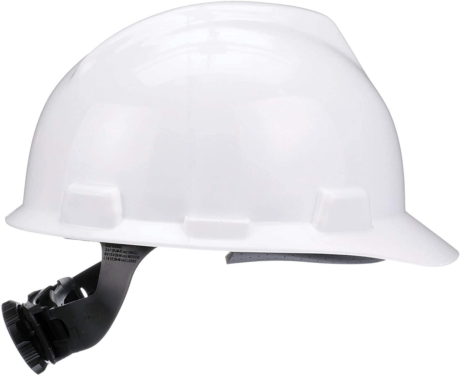 MSA 475358 V-Gard Cap Style Safety Hard Hat With Fas-Trac III Ratchet Suspension  Polyethylene Shell, Superior Impact Protection, Self Adjusting Crown-Straps - Standard Size in White