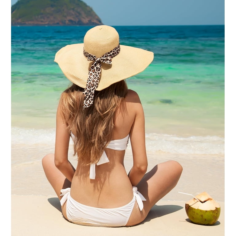 Womens 5.5 Inches Big Bowknot Straw Hat Large Floppy  display picture 3