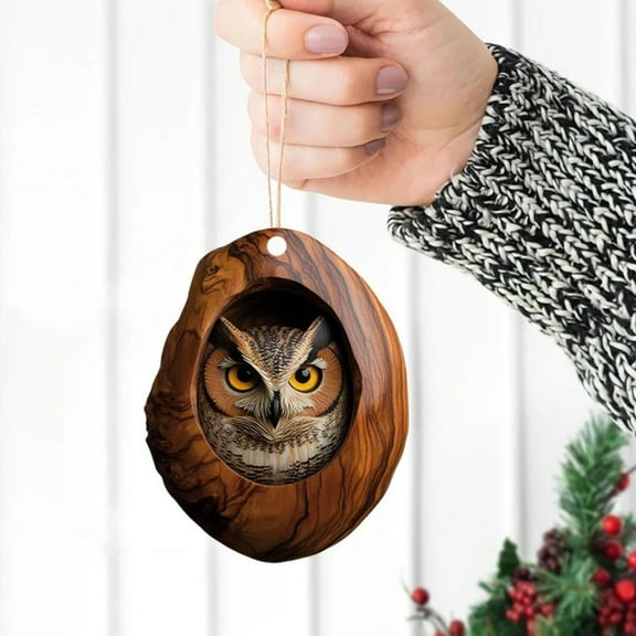 SUSHANG Christmas Hanging Owl Ornament Personalized 2D Flat Owl Ornaments for Christmas Tree Adorable Animal Lovers Decoration Perfect for Xmas Decor Unique Gifts for Friends and Family