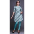 thumbnail image 5 of Bimba Short Kurtis For Ladies Printed Mandarin Collar Roll Up Sleeve Dress, 5 of 6
