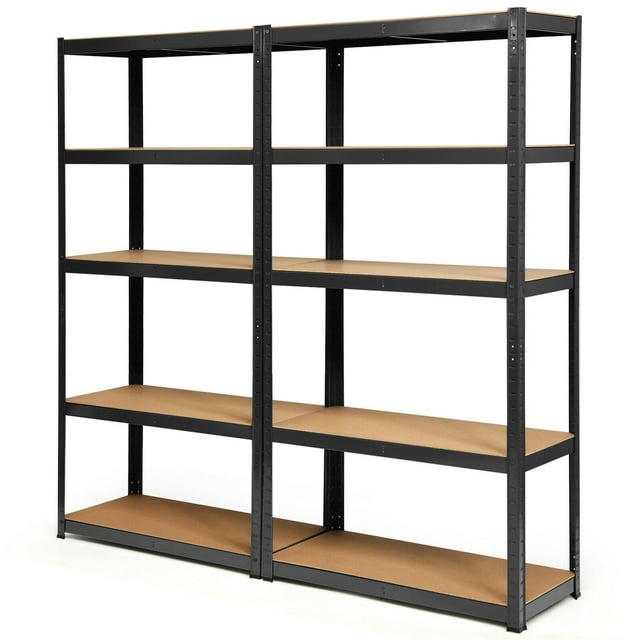 Gymax 2 Pcs Étagère de Rangement de Garage en Métal à 5 Niveaux de 72 Pieds' Réglable Autoportante Noire