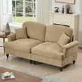 thumbnail image 6 of Newest Elegant Oversized Large Two Seater Sofa Couch, Flared Arms, Removable Ruffles Pleats Skirts, Spindle Legs,Comfy Chenille Two-Seat Love Seat Sofa for Living Room,Light Coffee, 6 of 20
