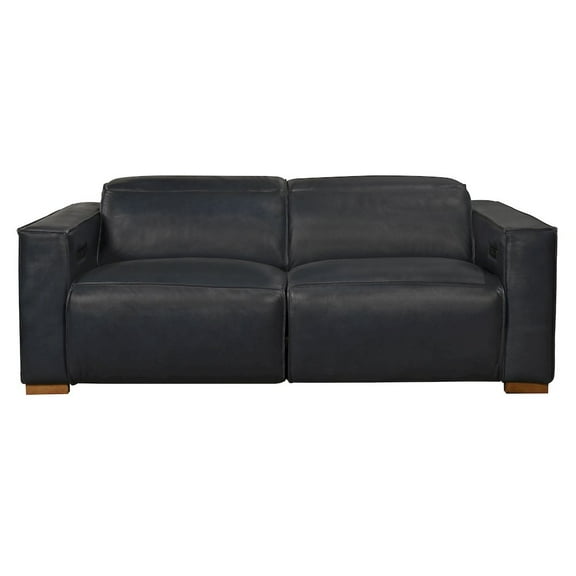 Riseholme Reclining Sofa with Barista Brown Legs in Contemporary Blue Leather