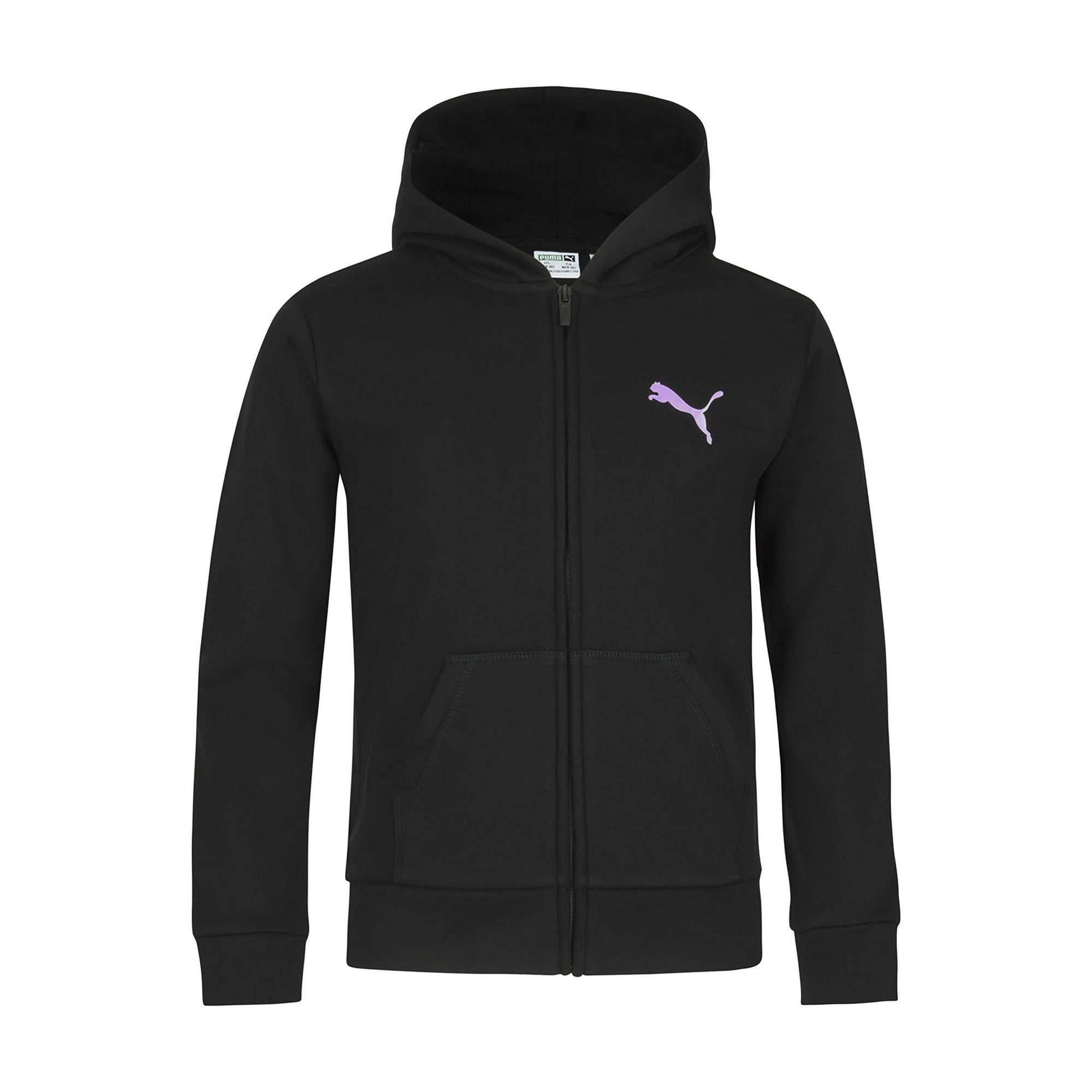 PUMA girls Core Logo Zip Up Hoodie Hooded Sweatshirt Black Medium US Walmart
