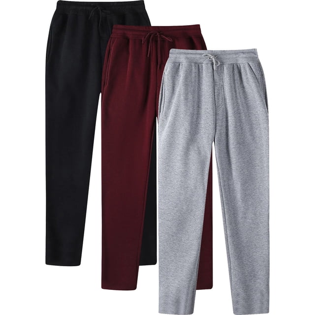 Dagugfen Sweatpants for Men 3pc Drawstring Fitted Comfy Workout Running Trousers Fall Winter Solid Color