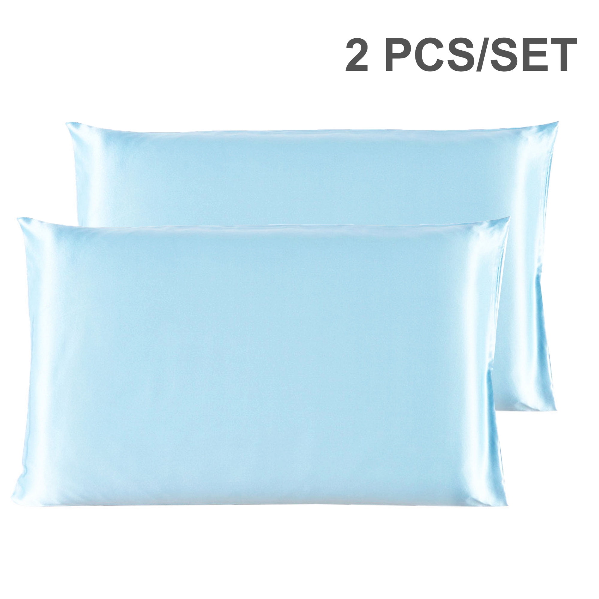 2X 100 Pure Silk Fabric Pillowcase Pillow Case Cover Standard/Queen