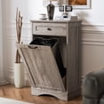 thumbnail image 4 of AHB 13 Gallon Tilt Out Kitchen Trash Cabinet with Drawer, Single Trash Can Storage Organizer, 20.9"L x 13.55"W x 38.5"H , Gray, 4 of 9