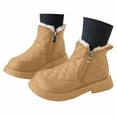 thumbnail image 3 of YMNXA Big Kids Girls Boots Non Slip Side Zipper Solid Color Soft Sole Plush Warm Fashion Comfortable Shoes For Daily Wear Khaki 11.5-12 Years, 3 of 8