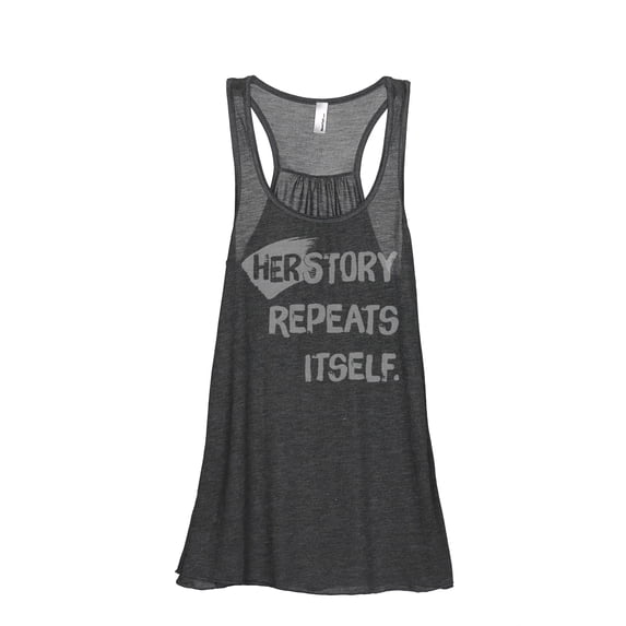 Thread Tank HerStory Repeats Itself Women's Fashion Sleeveless Flowy Racerback Tank Top Charcoal Small