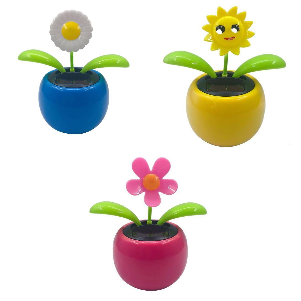 Solar Powered Dancing Flower Toys Bobble For Car Home Décor Gift 