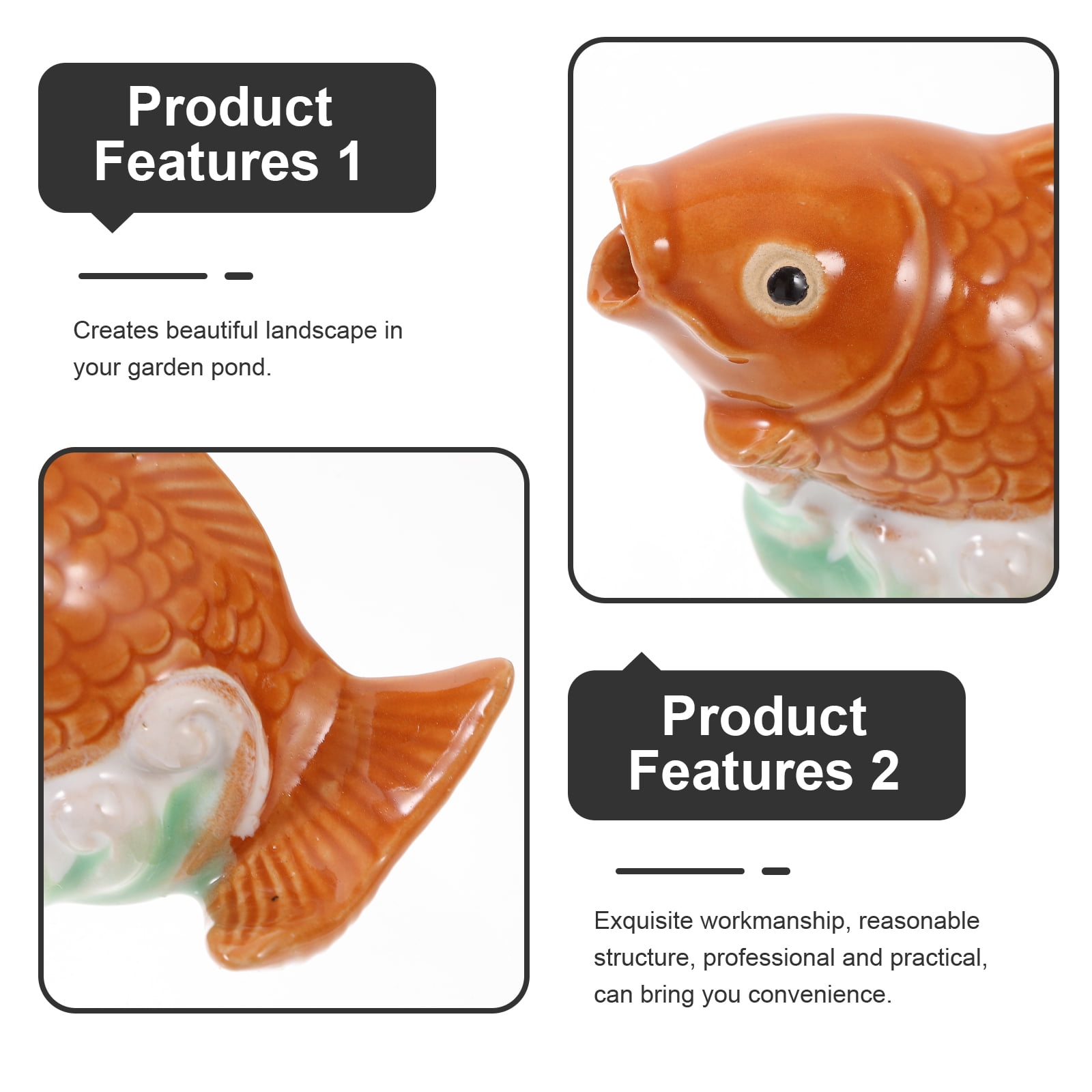 said 2pcs Water Fountain Spitter Outdoor Carp Figure Decor Garden Carp Statue