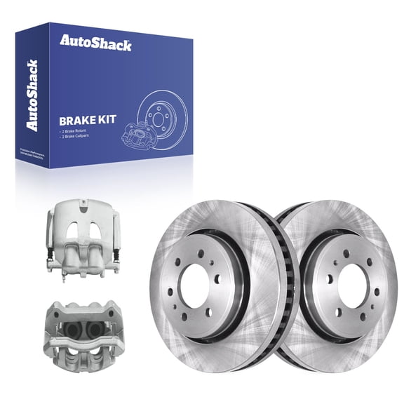 AutoShack Front Vented Brake Rotors   Calipers 4-PC Brake Kit Replacement for 2010-2011 Ford F-150 13.78" (350 mm)