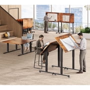 SEDETA 47 Inch Electric Standing Desk with Wheels, 180° Tiltable Foldable Computer Desk, Height Adjustable Desk for Writing, Drawing, Gaming, Sit Stand Up Desk, Perfect for Bed/Sofa/Office, Brown