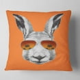 thumbnail image 2 of Designart Funny Rabbit with Sunglasses - Animal Throw Pillow - 16x16, 2 of 5