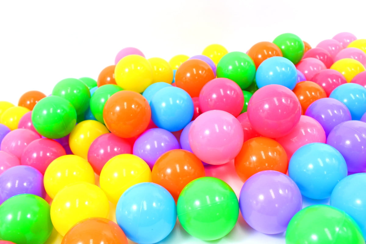 Board No More! Non-Toxic "Phthalate Free" Crush Proof Play Balls 7 Color: Pink, Green, Purple, Red, Blue, Yellow, Orange, 100pc/pk