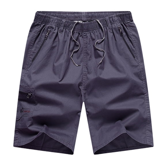 Besolor Plus Size Cargo Shorts for Men Elastic Waist Drawstring Summer Outdoor Hiking Workout Shorts with Pockets(X-Large,Purple1)