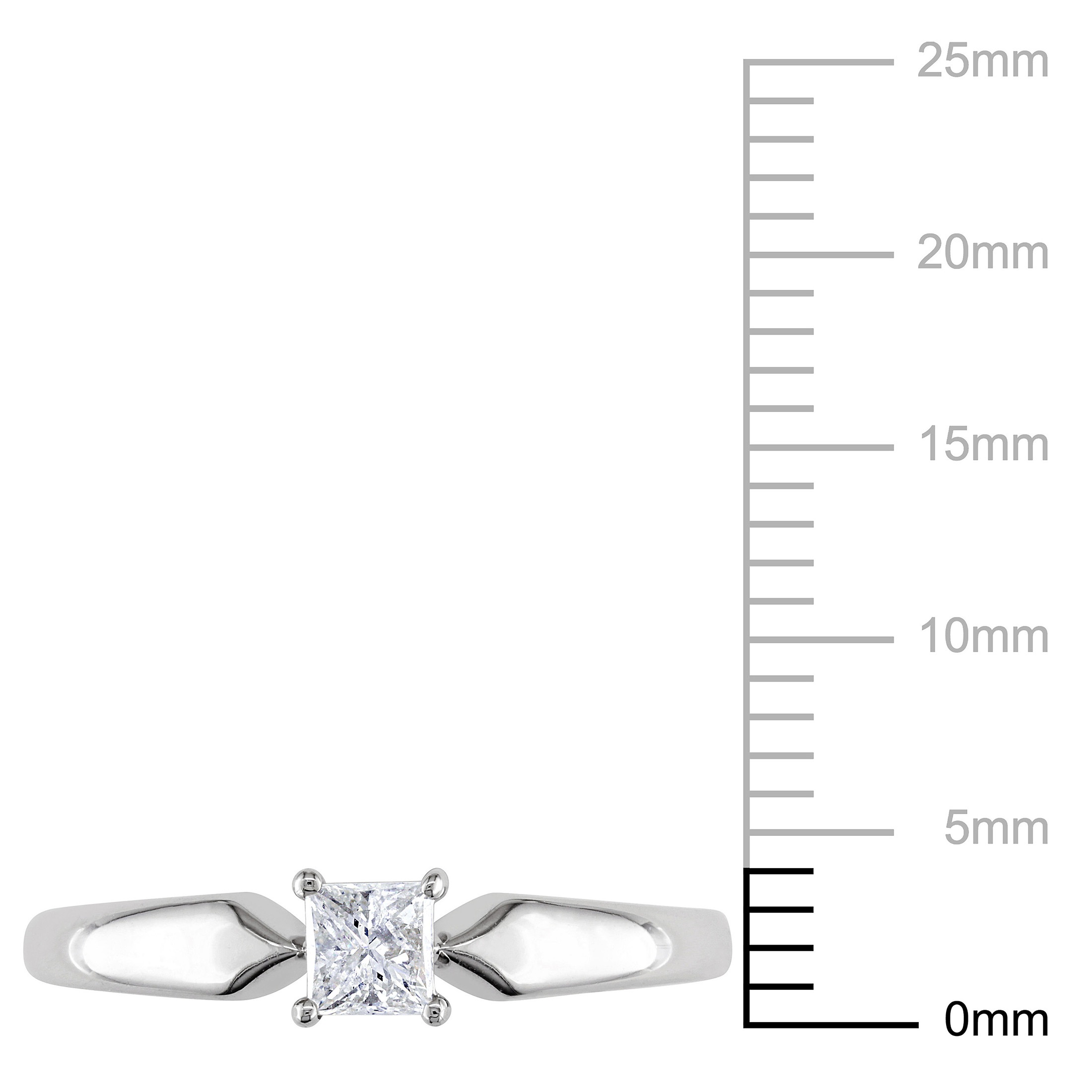 Miabella Women's 1/4 Carat T.W. Princess-Cut Diamond 10kt White Gold Solitaire Engagement Ring - image 2 of 6