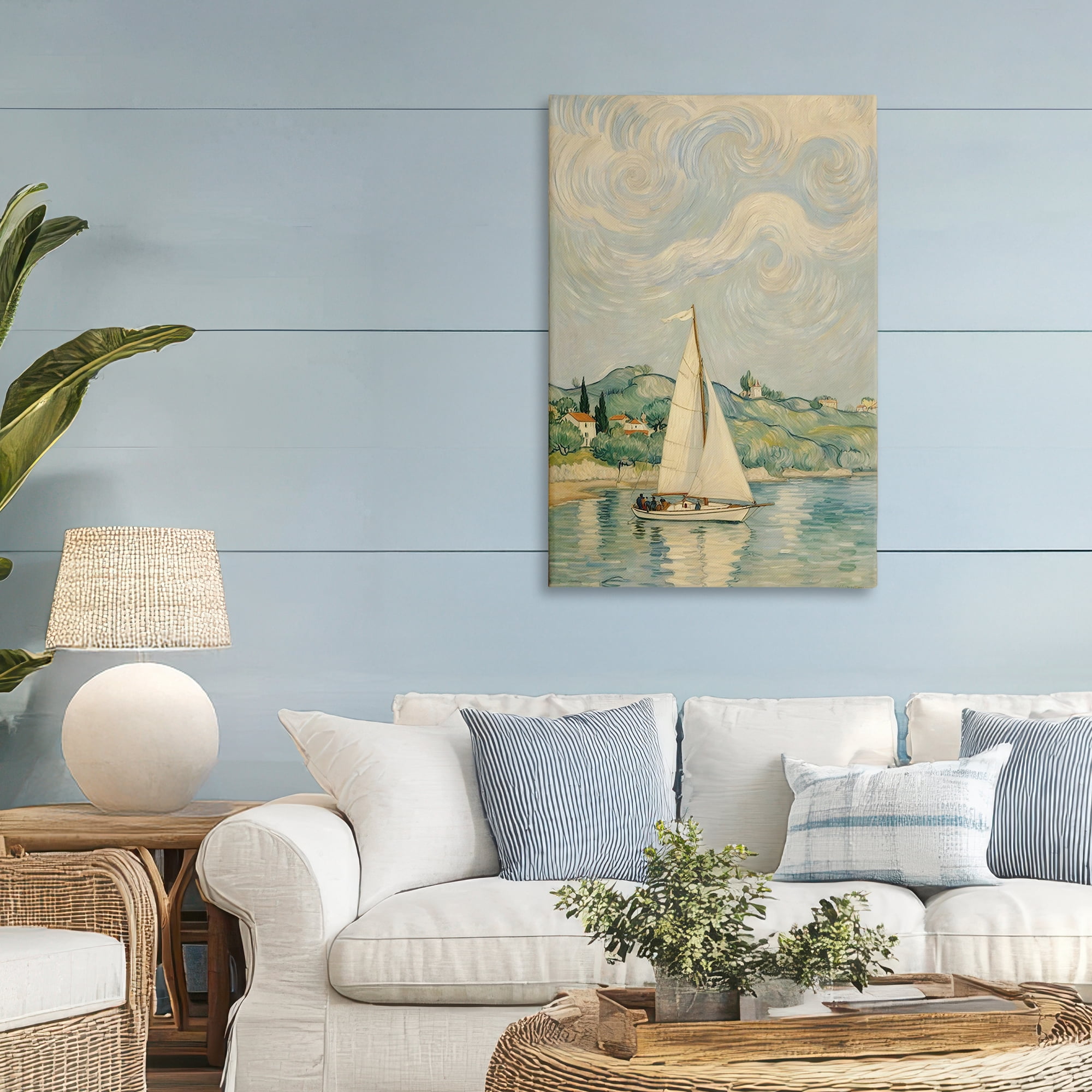 Stupell Industries Sailboat Beneath Swirling Clouds Canvas Wall Art, design by Angie Hawke