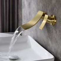 IVV Waterfall Wall Mounted Bathroom Sink Faucet with Single Handle, 2 Hole Bathroom Sink Brass Faucet in Brushed Gold