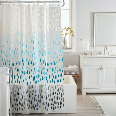 Bath Bliss Raindrop Design 70" x 72" PEVA Shower Curtain in Blue Ombre