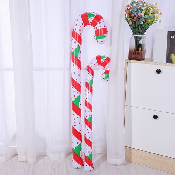 NIAIZEK 2-Pack Red Christmas Crutch Inflatable Balloons Holiday Party Decorations Photo Props