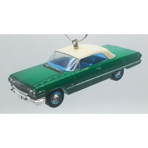 Christmas Ornament for 1963 Chevy Impala SS 409 Lowrider Convertible Green White Top Ltd Ed