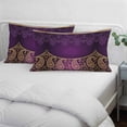 thumbnail image 3 of Purple Boho Floral Pillow Covers, Linen Long Throw Pillow Case, Vintage Ethnic Tribal Abstract Art Holiday Pillow Protector Decorative Cushion Cover for Living Room/Bedroom 12" x 20", 3 of 8