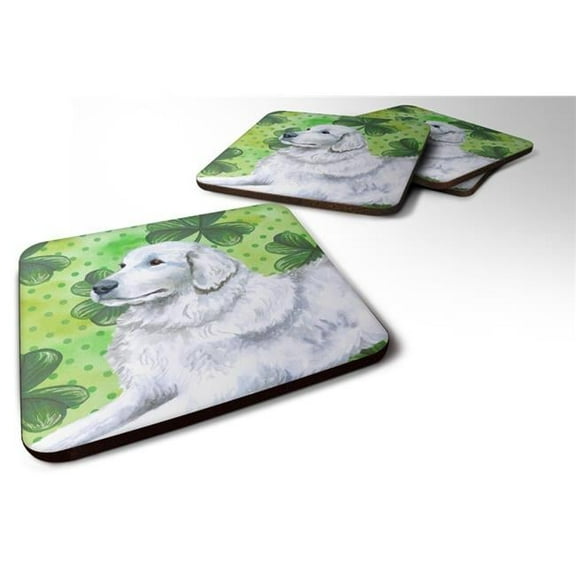 Maremma Sheepdog St.Patricks Foam Coaster, 3.5 x 3.5 in. - Set of 4