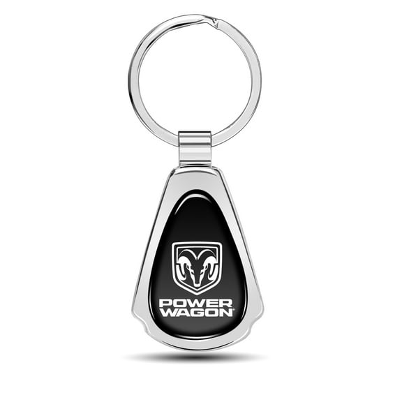 RAM Power Wagon Black Dome Chrome Metal Teardrop Key Chain