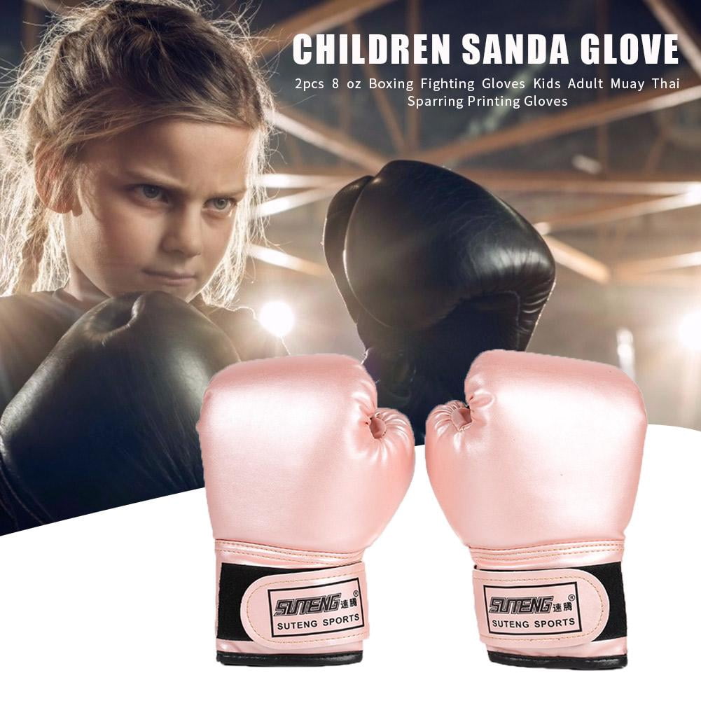 BLEEUS 2Pcs Boxing Gloves Kickboxing Training Gloves For Boys Girls Youth Fitness Supplies (Pink)