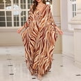 thumbnail image 4 of Riforla Bathing Suit Cover up Plus Size Kaftan Dress V Neck Batwing Sleeves Floral Print Beach Cover up Loose Sun Protection Robe Gold One Size, 4 of 7