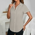 thumbnail image 2 of XMMSWDLA Women's Neck Drawstring Ruched Lantern Sleeve Crop Top Blouse Khaki Womens Basic Tops, 2 of 9