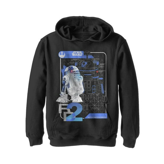 Boy's Star Wars The Last Jedi R2-D2 Schematics  Pull Over Hoodie Black X Large