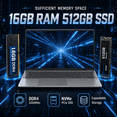 thumbnail image 4 of Laptop 15.6" FHD IPS Gaming Laptop AMD Ryzen 7 5825U 16GB DDR4 512GB SSD Windows 11 Pro Backlit Keyboard Gray Graphite, 4 of 8