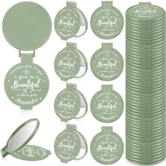 Espejo compacto Gulfmew Inspirational de 7 cm, verde salvia (36 unidades)
