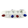 thumbnail image 3 of Pet and Dog Spike Collar, "Clear Crystals  Red, White and Blue Spikes”, 3 of 4