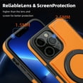 thumbnail image 7 of Allytechgroup Magnetic Case for iPhone 12 Pro Max, Built-in Invisible 360° Rotatable Kickstand, Compatible with MagSafe, PU Leather Slim Shockproof Protective Phone Case Cover, Orange, 7 of 7