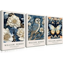 William Morris Canvas Wall Art Set of 3, Vintage Flower and Bird Animal Poster Print Wall Decor Aesthetic, Artist Canvas Painting Flower Wall Art for Bedroom Home Living Room Wall Decor - d